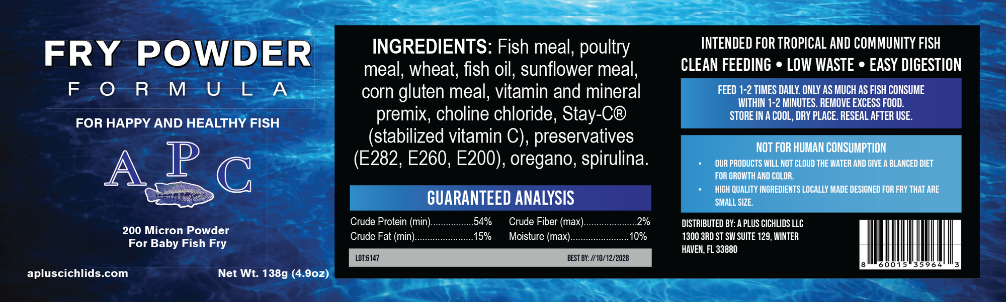 APlus Fry Powder (200 Micron) Wholesale 40ct $7.99 Each label
