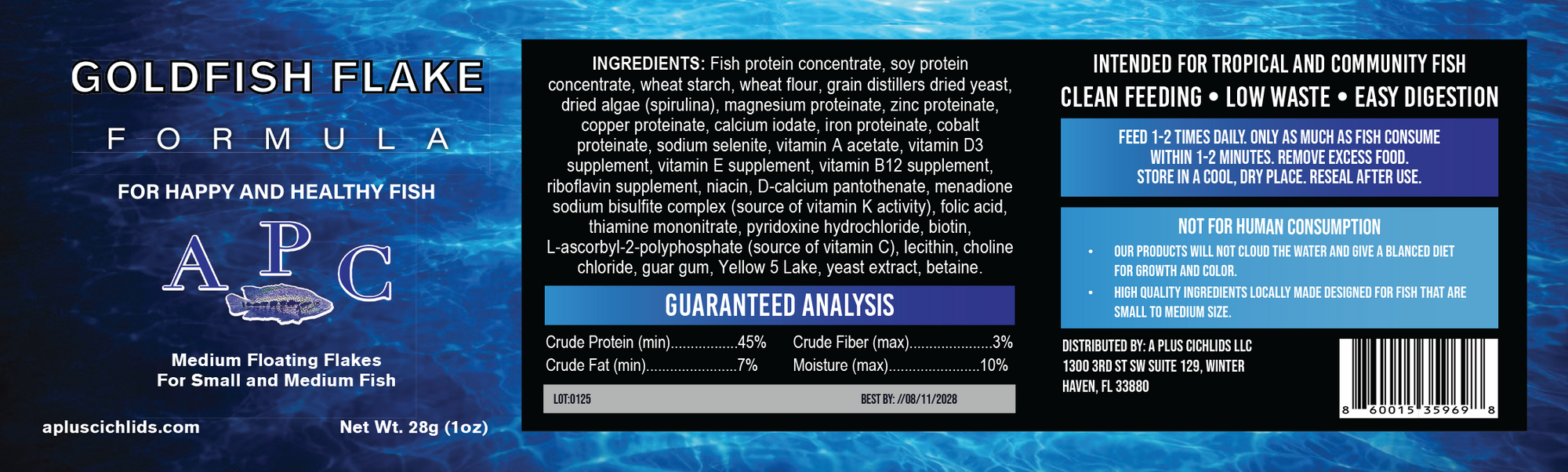 APlus Goldfish Flake (Medium Floating Flakes) Wholesale 40ct $4.99 Each label