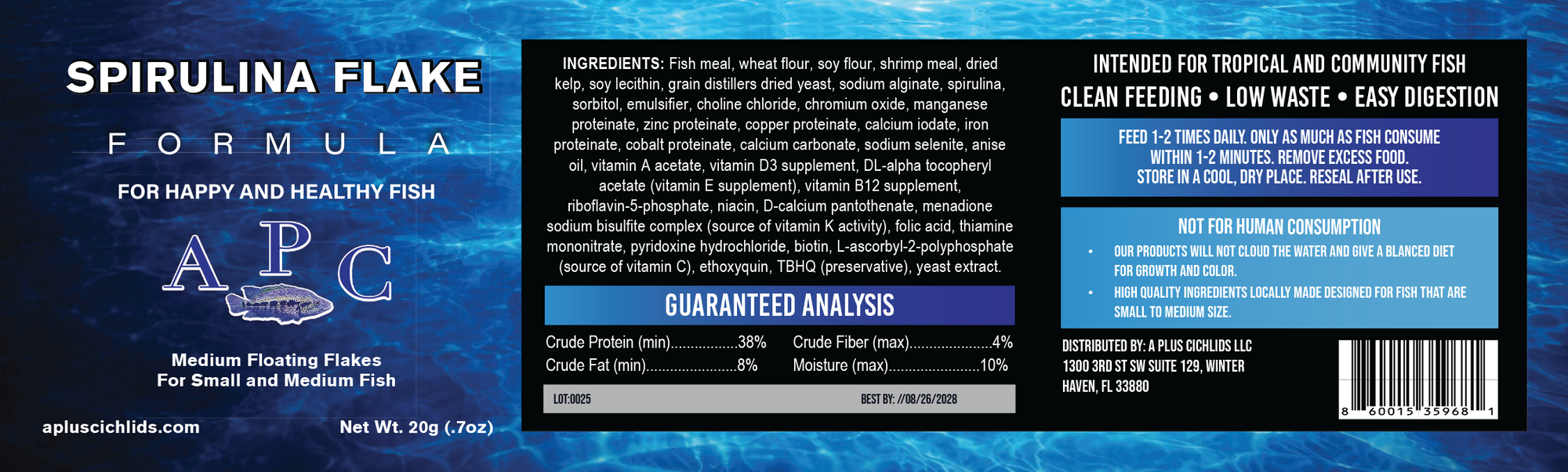 APlus Spirulina Flake (Medium Floating Flakes) Wholesale 40ct $7.49 Each label